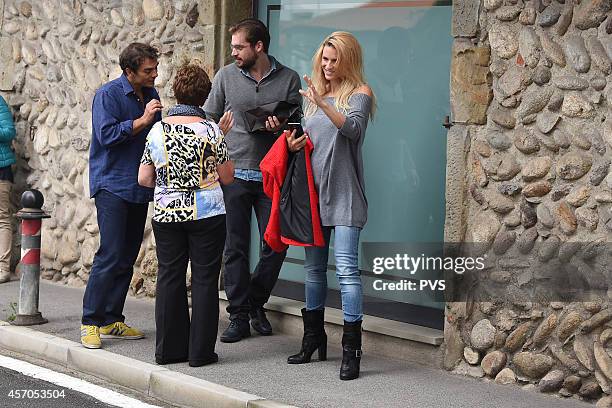 Michelle Hunziker and husband Tomaso Trussardi are seen the day after their wedding on October 11, 2014 in Bergamo, Italy.