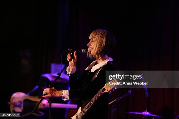 Musician Kim Shattuck of The Muffs perform during the CBGB Music & Film Festival 2014 - The Muffs & Upset at The Bell House on October 10, 2014 in...