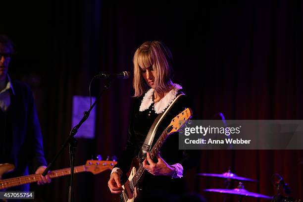 Musician Kim Shattuck of The Muffs perform during the CBGB Music & Film Festival 2014 - The Muffs & Upset at The Bell House on October 10, 2014 in...