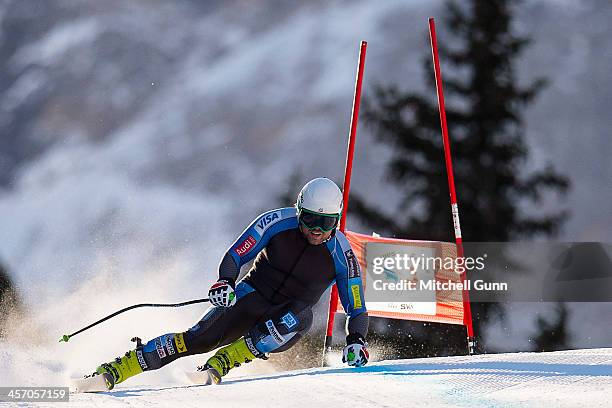 Erik Fisher of the United States during a Ski Team training session for the Audi FIS Alpine Ski World Cup Downhill race on December 16 2013 in Val...