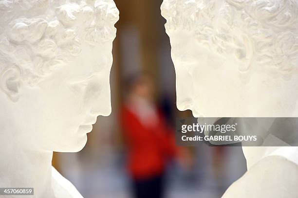 Picture shows sculptures by Giulio Paolini "Mimesi" as part of the exhibition "Anni 70 Arte a Roma" during a press preview at the Palazzo delle...