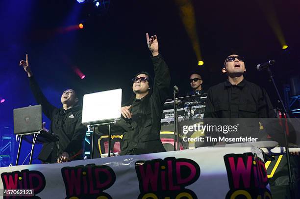 Kev Nish, J-Splif, and Prohgress of Far East Movement perform as part of Wild 94.9's Wild Jam at HP Pavilion on December 15, 2013 in San Jose,...