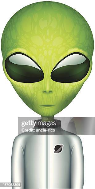 stockillustraties, clipart, cartoons en iconen met the alien in a spacesuit cartoon character - alien