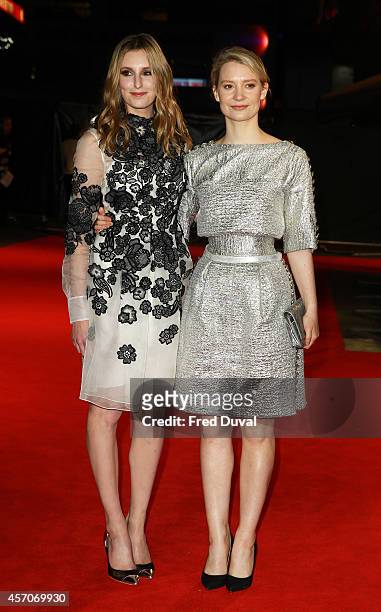 Laura Carmichael and Mia Wasikowska attends a screening of "Madame Bovary" during the 58th BFI London Film Festival at Odeon West End on October 11,...