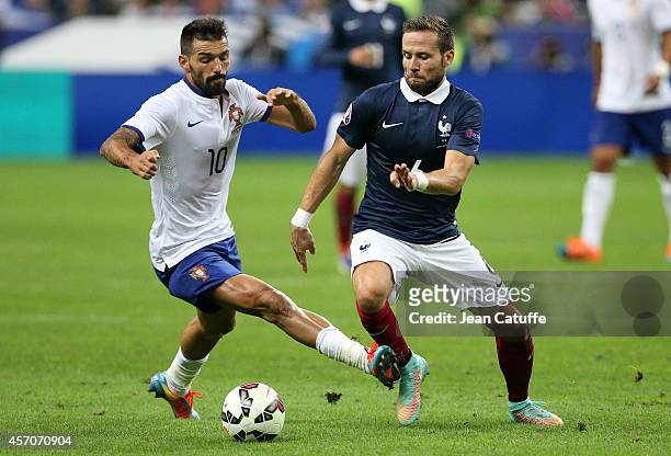 Daniel Miguel Alves Gomes of Portugal better known as Danny and Yohan Cabaye of France in action during the international friendly match between...