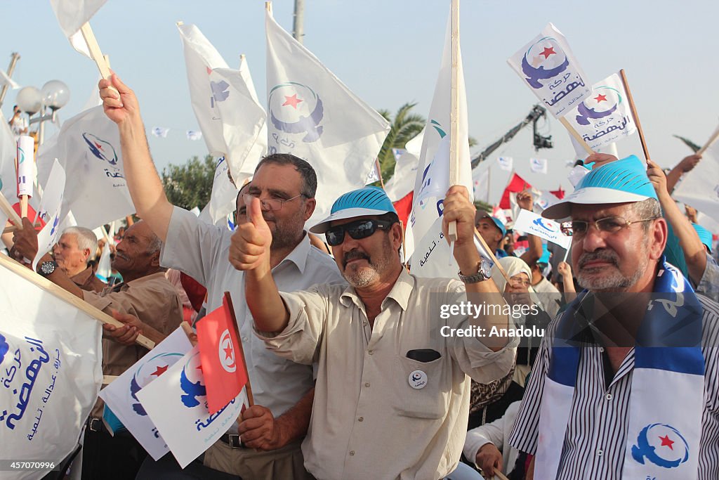 Rashid al-Ghannushi speaks ahead of Tunisian parliamentary election