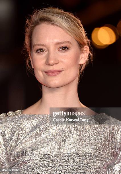 Mia Wasikowska attends a screening of "Madame Bovary" during the 58th BFI London Film Festival at Odeon West End on October 11, 2014 in London,...