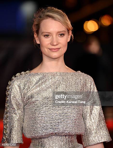 Mia Wasikowska attends a screening of "Madame Bovary" during the 58th BFI London Film Festival at Odeon West End on October 11, 2014 in London,...