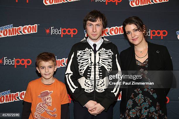 Collin Dean, Patrick McHale and Melanie Lynskey attend the Cartoon Network Super Panel: CN Anything at New York Comic Con 2014 at Jacob Javitz Center...
