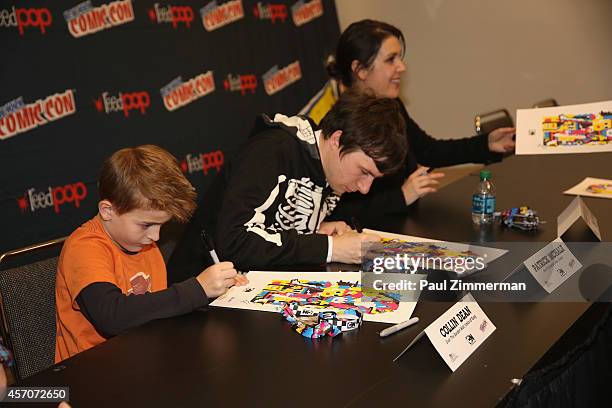 Collin Dean, Patrick McHale and Melanie Lynskey attend the Cartoon Network Super Panel: CN Anything autograph signing at New York Comic Con 2014 at...