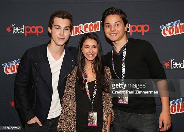 Jeremy Shada, Jessica Dicicco and Zack Callison attend the Cartoon Network Super Panel: CN Anything at New York Comic Con 2014 at Jacob Javitz Center...