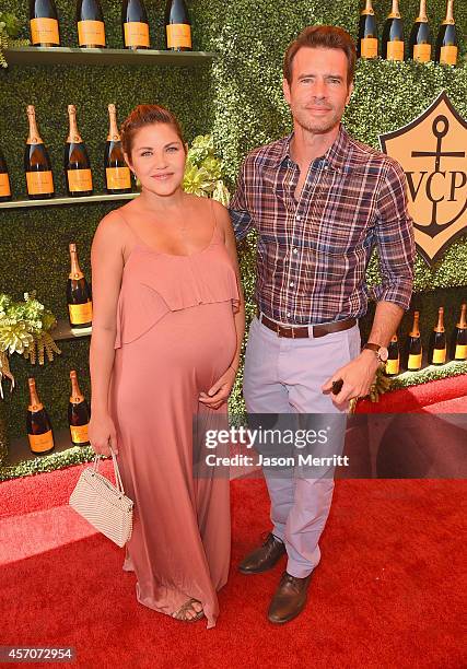 Actors Marika Dominczyk and Scott Foley attend the Fifth-Annual Veuve Clicquot Polo Classic at Will Rogers State Historic Park on October 11, 2014 in...