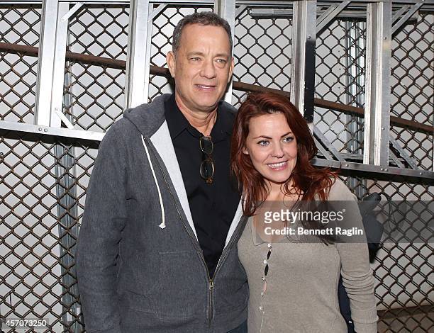 Actors Tom Hanks and Rachel Tucker attend The New Yorker Festival 2014 - "The Last Ship" Panel at the Neil Simon Theater on October 11, 2014 in New...