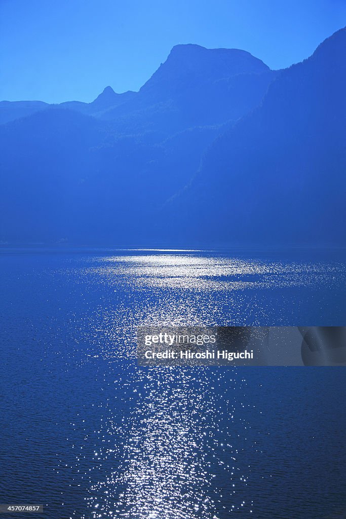 Sunlight reflection on surface of lake