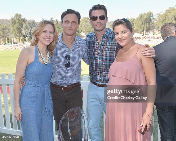 Guest, actor Tony Goldwyn, Scott Foley and Marika Dominczyk attend the Fifth-Annual Veuve Clicquot Polo Classic at Will Rogers State Historic Park on...