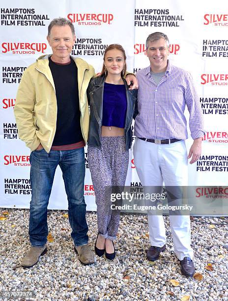 Bruce Greenwood, Ella Purnell and Frank Hall Green attend the Chairmans Reception during the 2014 Hamptons International Film Festival on October 11,...