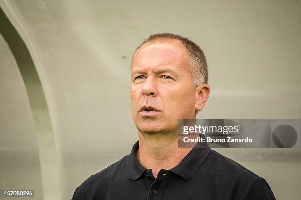 Mano Menezes coach of Corinthians before the match between Corinthians and Botafogo as part of Brasileirao Series A 2014 on October 11, 2014 in...