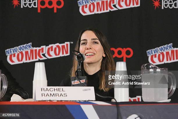 Rachel Ramras speaks at The Adult Swim Mike Tyson Mysteries panel during Adult Swim At New York Comic Con 2014 at Jacob Javitz Center on October 11,...