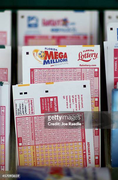 Cards to pick numbers for Mega Million lottery tickets are seen at Circle News Stand on December 16, 2013 in Hollywood, Florida. The Mega Millions...