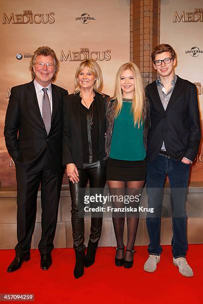 Hans-Joachim Flebbe with his wife Rita Flebbe and his kids Farina and Tom attend 'The Physician' German Premiere on December 16, 2013 in Berlin,...