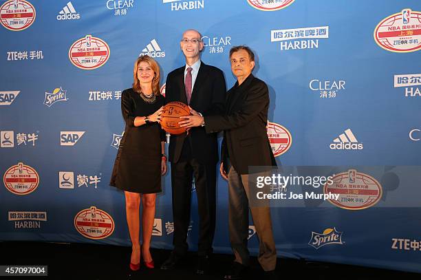 Irina Pavlova President, Onexim Sports And Entertainment Holding USA, Inc., NBA Commissioner Adam Silver and Owner Vivek Ranadive of the Sacramento...