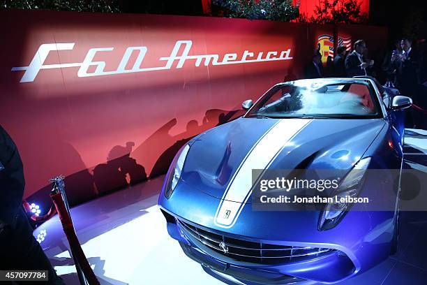 The Ferrari F60 America is unveiled at Ferrari Celebrates 60 Years In America on October 11, 2014 in Los Angeles, California.