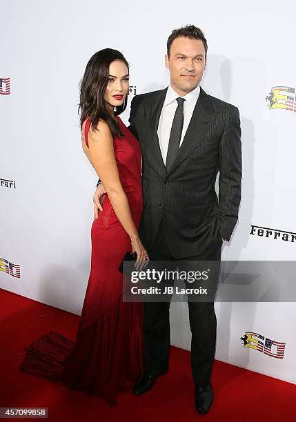 Actress Megan Fox and Brian Austin Green attend Ferrari's 60th Anniversary in the USA Gala at the Wallis Annenberg Center for the Performing Arts on...
