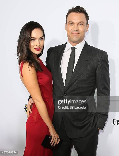 Actress Megan Fox and Brian Austin Green attend Ferrari's 60th Anniversary in the USA Gala at the Wallis Annenberg Center for the Performing Arts on...