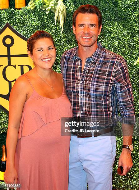 Marika Dominczyk and Scott Foley attend the Fifth-Annual Veuve Clicquot Polo Classic at Will Rogers State Historic Park on October 11, 2014 in...