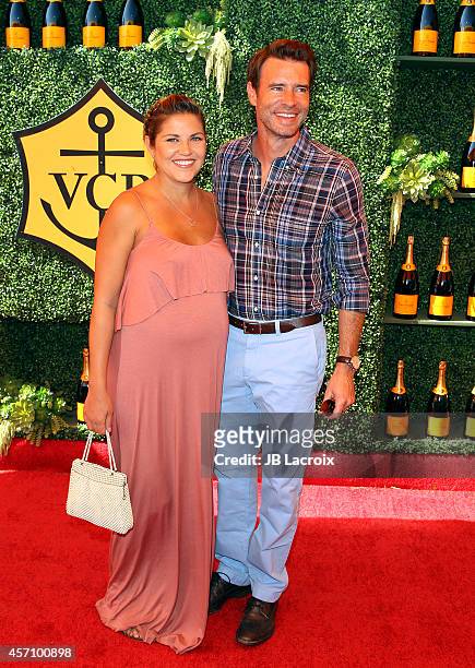 Marika Dominczyk and Scott Foley attend the Fifth-Annual Veuve Clicquot Polo Classic at Will Rogers State Historic Park on October 11, 2014 in...