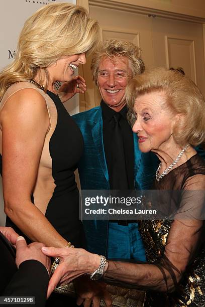 Model Penny Lancaster, recording artist Rod Stewart and Carousel of Hope Chairman Barbara Davis attend Mercedes-Benz presents the Carousel of Hope...