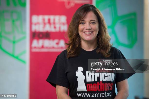 Muriel Baumeister poses during a shoot for AMREF in Salon Shan Rahimkhan on December 16, 2013 in Berlin, Germany.