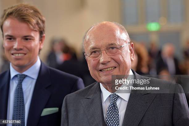 Banker Friedrich von Metzler and his son Franz von Metzler attend the award ceremony of the Peace Prize of the German Book Trade on October 12, 2014...