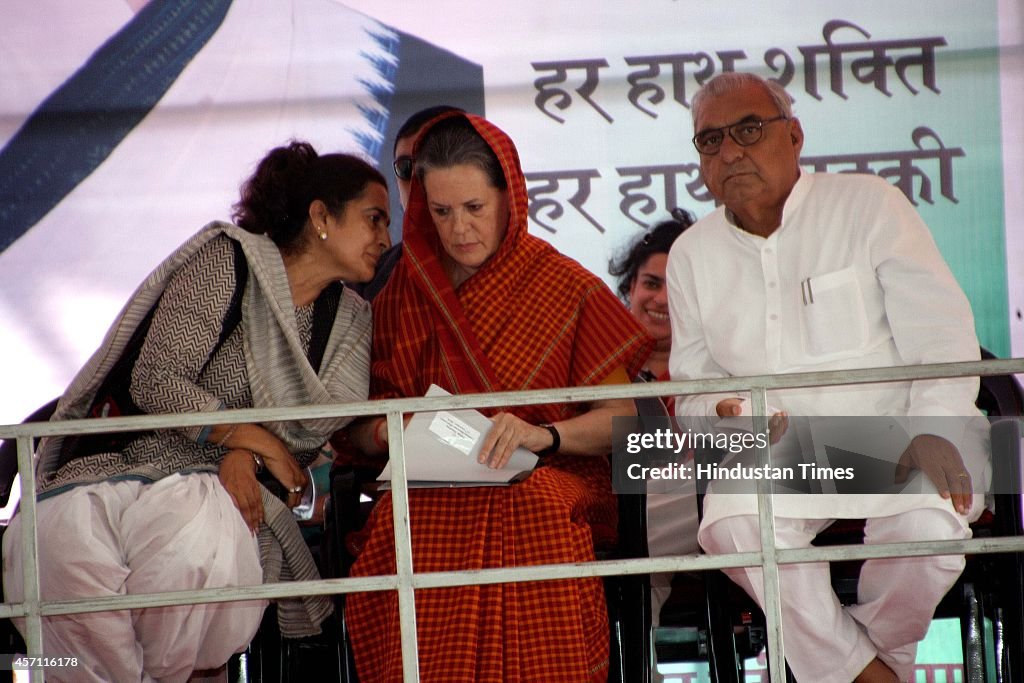 Congress President Sonia Gandhi Addresses An Election Rally In Haryana