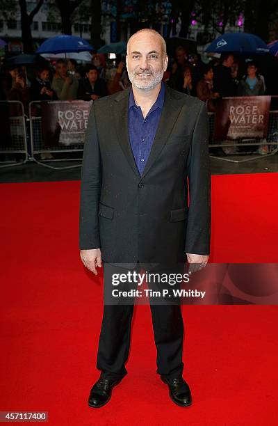 Kim Bodnia attends the red carpet arrivals of "Rosewater" during the 58th BFI London Film Festival at Odeon West End on October 12, 2014 in London,...