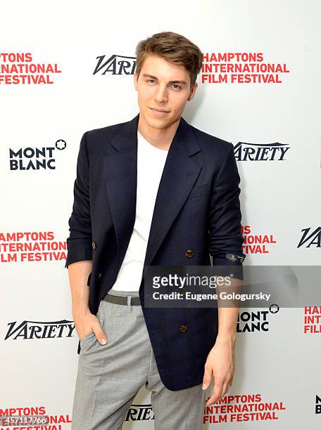 Actor Nolan Gerard Funk attends Variety's 10 Actors To Watch Brunch with Hilary Swank during the 2014 Hamptons International Film Festival on October...