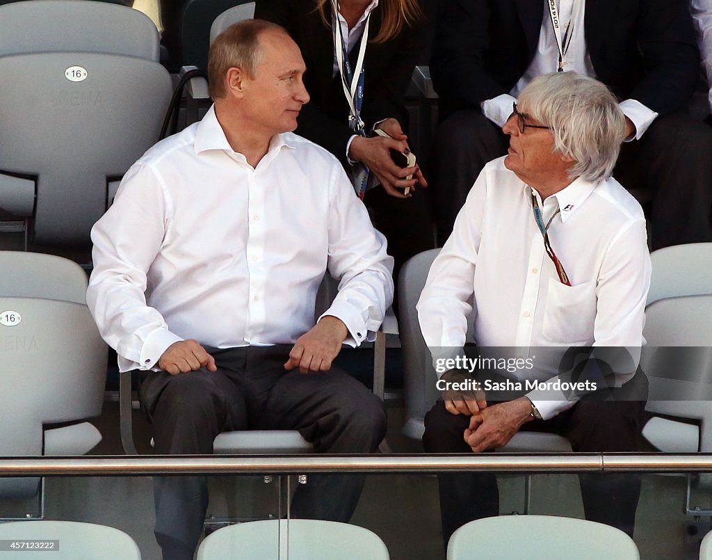 Russian President Vladimir Putin visits 2014 Formula One Russian Grand Prix in Sochi