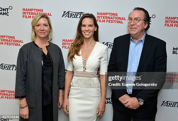 Executive Director of the Hamptons International Film Festival Anne Chaisson, actress Hilary Swank and Executive Editor at Variety Steven Gaydos...