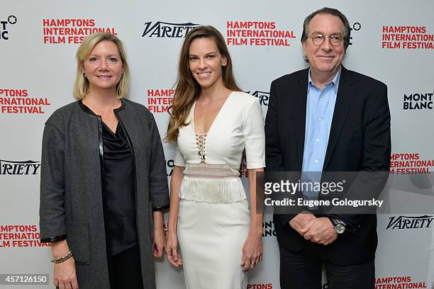 Executive Director of the Hamptons International Film Festival Anne Chaisson, actress Hilary Swank and Executive Editor at Variety Steven Gaydos...