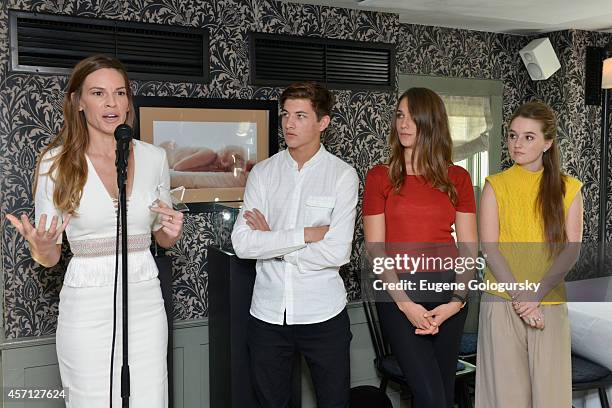 Hilary Swank, Tye Sheridan, Lola Kirke and Kaitlyn Dever attend Variety's 10 Actors To Watch Brunch with Hilary Swank during the 2014 Hamptons...