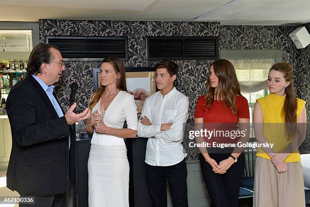 Steven Gaydos, Hilary Swank, Tye Sheridan, Lola Kirke and Kaitlyn Dever attend Variety's 10 Actors To Watch Brunch with Hilary Swank during the 2014...