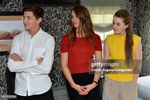 Tye Sheridan, Lola Kirke and Kaitlyn Dever attend Variety's 10 Actors To Watch Brunch with Hilary Swank during the 2014 Hamptons International Film...