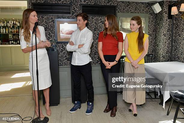 Hilary Swank, Tye Sheridan, Lola Kirke and Kaitlyn Dever attend Variety's 10 Actors To Watch Brunch with Hilary Swank during the 2014 Hamptons...