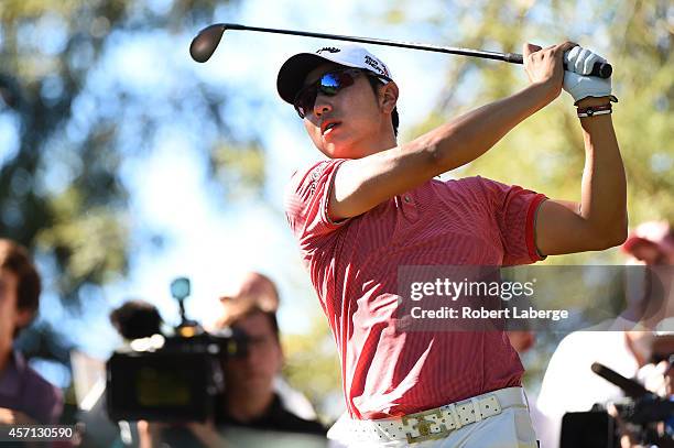 Sang-Moon Bae of South Korea hits his tee shot on the eighth hole during the final round of the Frys.com Open at Silverado Resort and Spa on October...