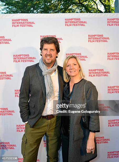Jeff Gillis and Hamptons International Film Festival Executive Director Anne Chaisson attend 'The Homesman' premiere during the 2014 Hamptons...
