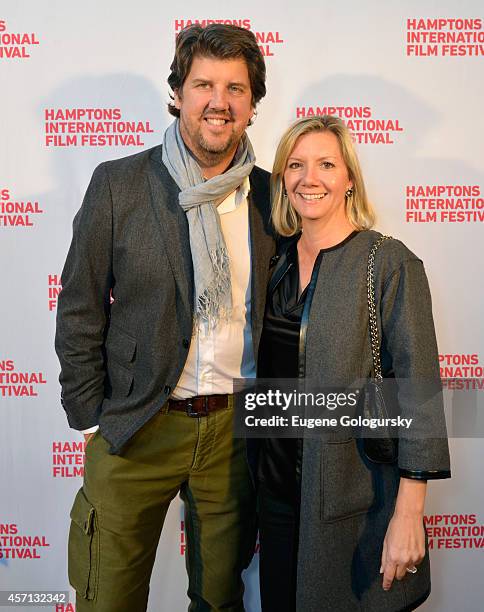 Jeff Gillis and Hamptons International Film Festival Executive Director Anne Chaisson attend 'The Homesman' premiere during the 2014 Hamptons...