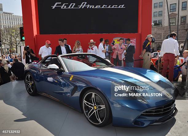 The new F60 America model Ferrari is unveiled at the "Race Through the Decades 1954-2014'' to celebrate its 60th anniversary of Ferrari in the United...