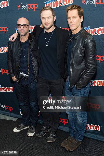 Director Marcos Siega, actor Shawn Ashmore and actor Kevin Bacon attend Fox Network's 'The Following' press room at 2014 New York Comic Con Day 4 at...