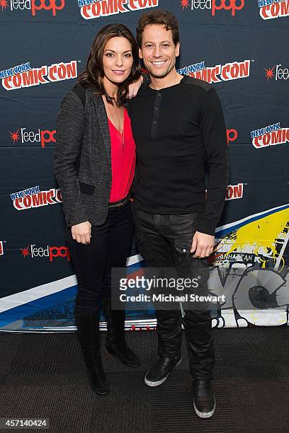 Actors Alana De La Garza and Ioan Gruffudd attend ABC Network's 'Forever' press room at 2014 New York Comic Con Day 4 at Jacob Javitz Center on...