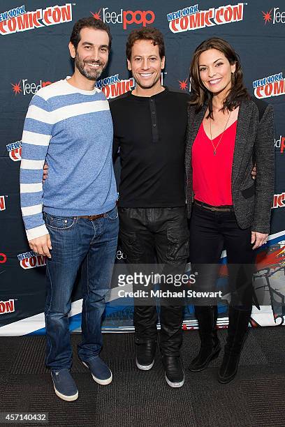 Writer Matthew Miller, actor Ioan Gruffudd and actress Alana De La Garza attend ABC Network's 'Forever' press room at 2014 New York Comic Con Day 4...
